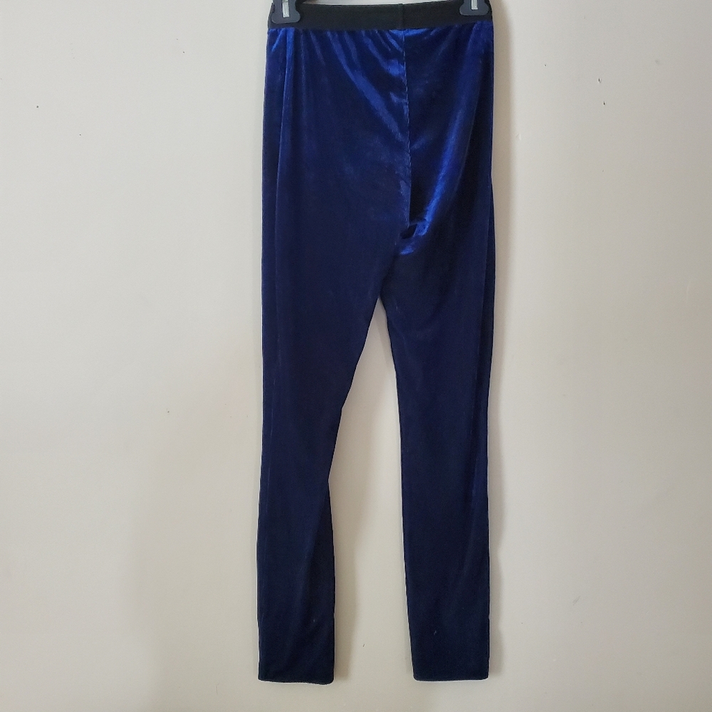 Lovers + Friends Blue Velvet Corduroy Elastic Evening Pants Size Small